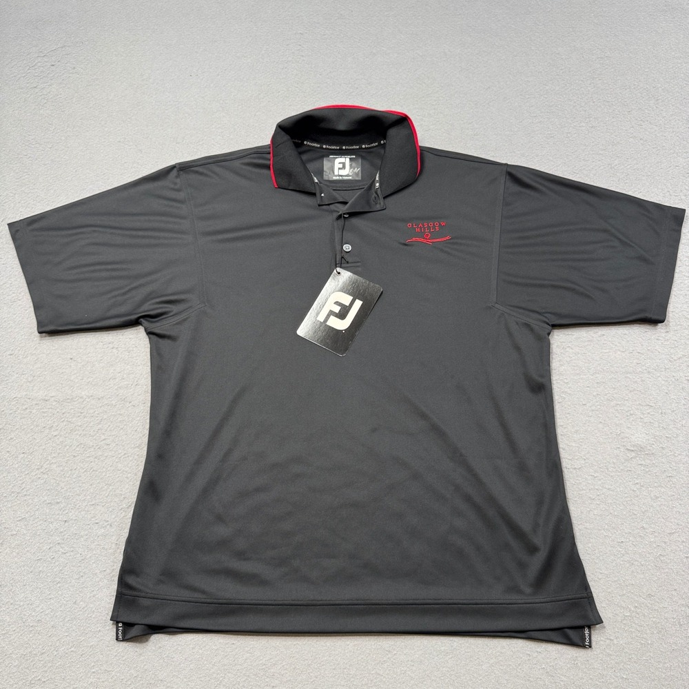NEW FootJoy Golf Shirt Men's Large Black ProDry Superlite Athletic Sportswear